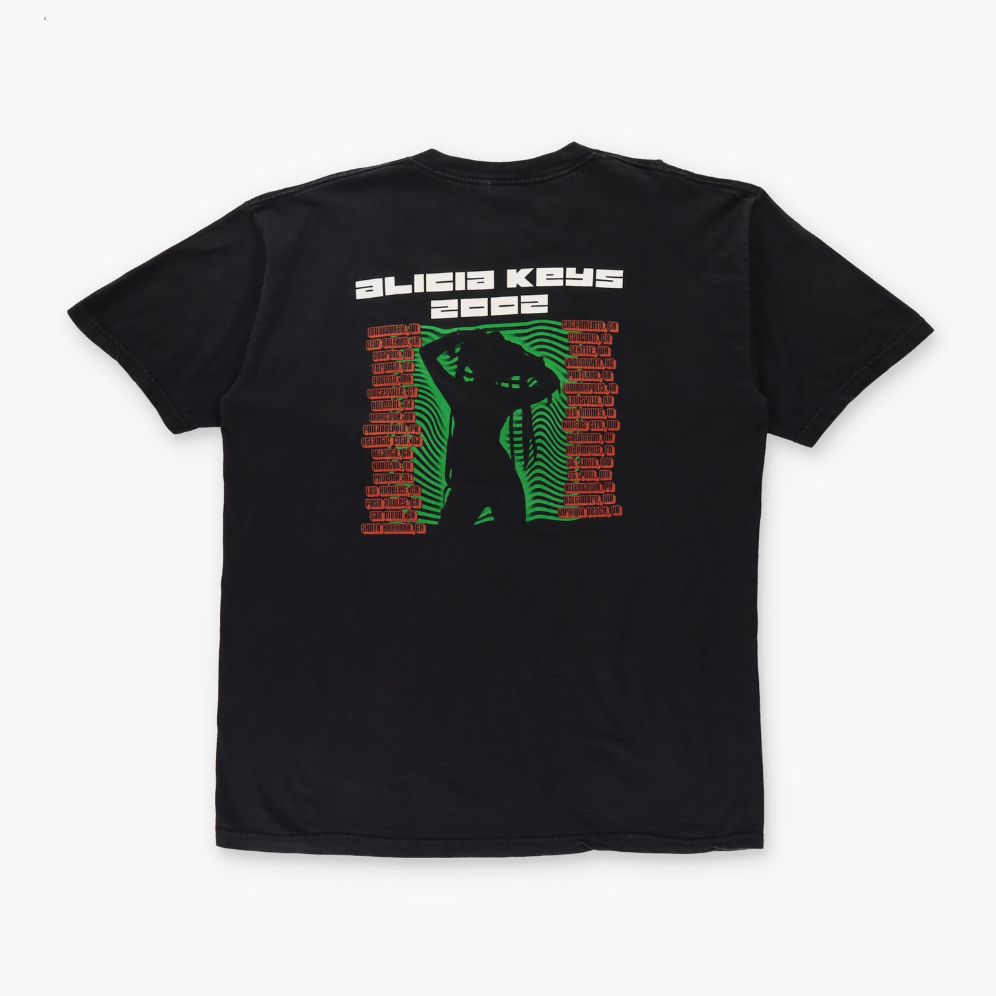 Alicia Keys 2002 US Tour Double Sided Black Y2K Style T-Shirt (L)