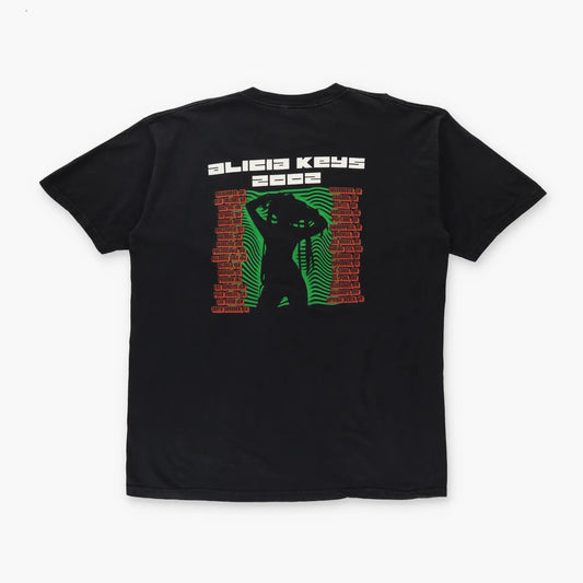 Alicia Keys 2002 US Tour Double Sided Black Y2K Style T-Shirt (L) Vintage Sole Melbourne