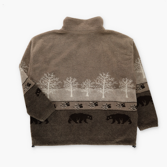 BLACK MOUNTAIN Bear Tracks USA Made Beige & Brown Fleece Jacket (XL)