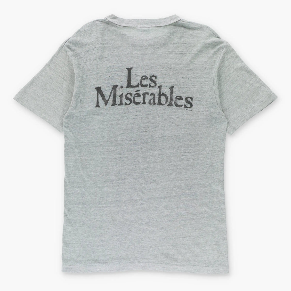 Vintage 1986 LES MISERABLES Cosette French Flag Illustration USA Made Single Stitch Grey Musical Tee (S TALL) ***COCO Vintage Sole Melbourne