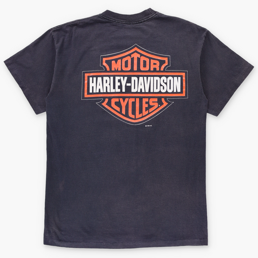 HARLEY DAVIDSON Vintage 1995 "Harley Country" Black Single Stitch T-Shirt (M TALL)