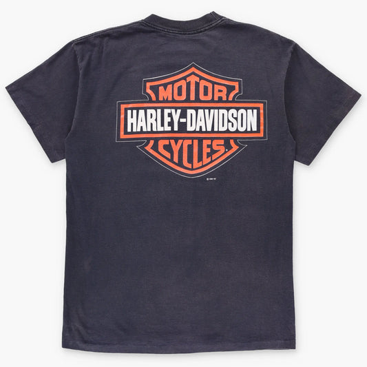 HARLEY DAVIDSON Vintage 1995 "Harley Country" Black Single Stitch T-Shirt (M) - Vintage Sole Melbourne
