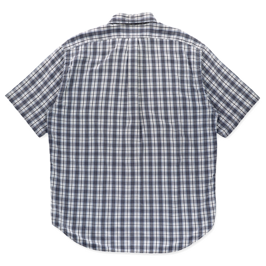 RALPH LAUREN SPORT Blue & White Plaid Short Sleeve Button Up Shirt (L-XL)