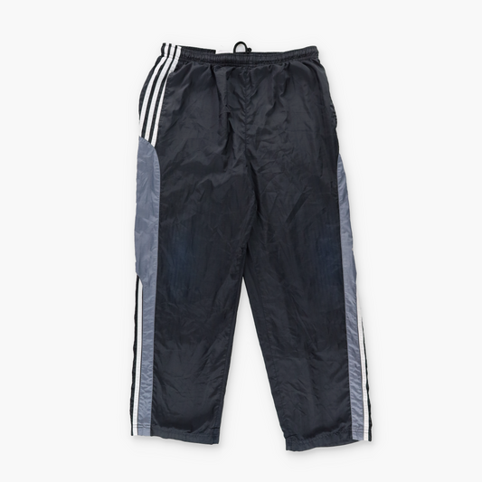 ADIDAS Embroidered Logo 3 Stripe Grey Panel Black Track Pants (XS-S)