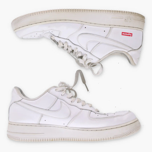 NIKE AIR FORCE 1 X SUPREME Red Logo Swoosh White Sneakers (11) - Vintage Sole Melbourne