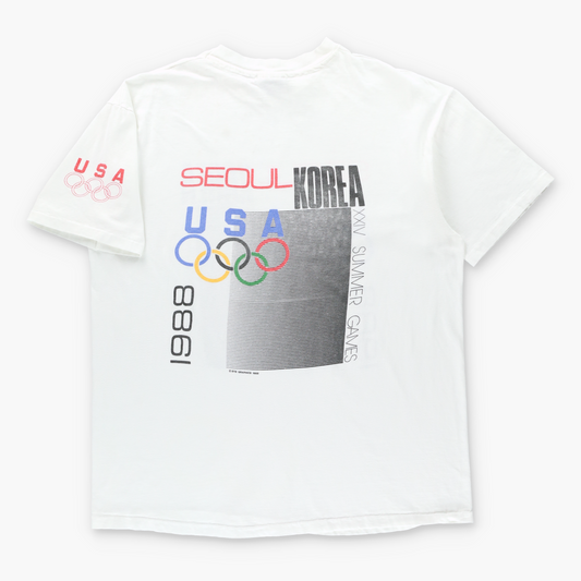 Vintage 1988 Team USA Seoul Olympic Summer Games White Single Stitch T-Shirt USA Made (L-XL) Vintage Sole Melbourne