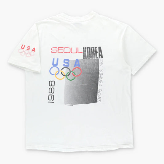 Vintage 1988 Team USA Seoul Olympic Summer Games White Single Stitch T-Shirt USA Made (L-XL)