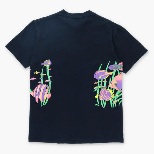 Neon Fish Puerto Rico 1990 All Over Print T-Shirt USA Made (L) Vintage Sole Melbourne