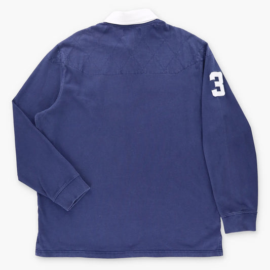 Vintage POLO RALPH LAUREN Embroidered Big Pony Navy Rugby Jumper (XXL)