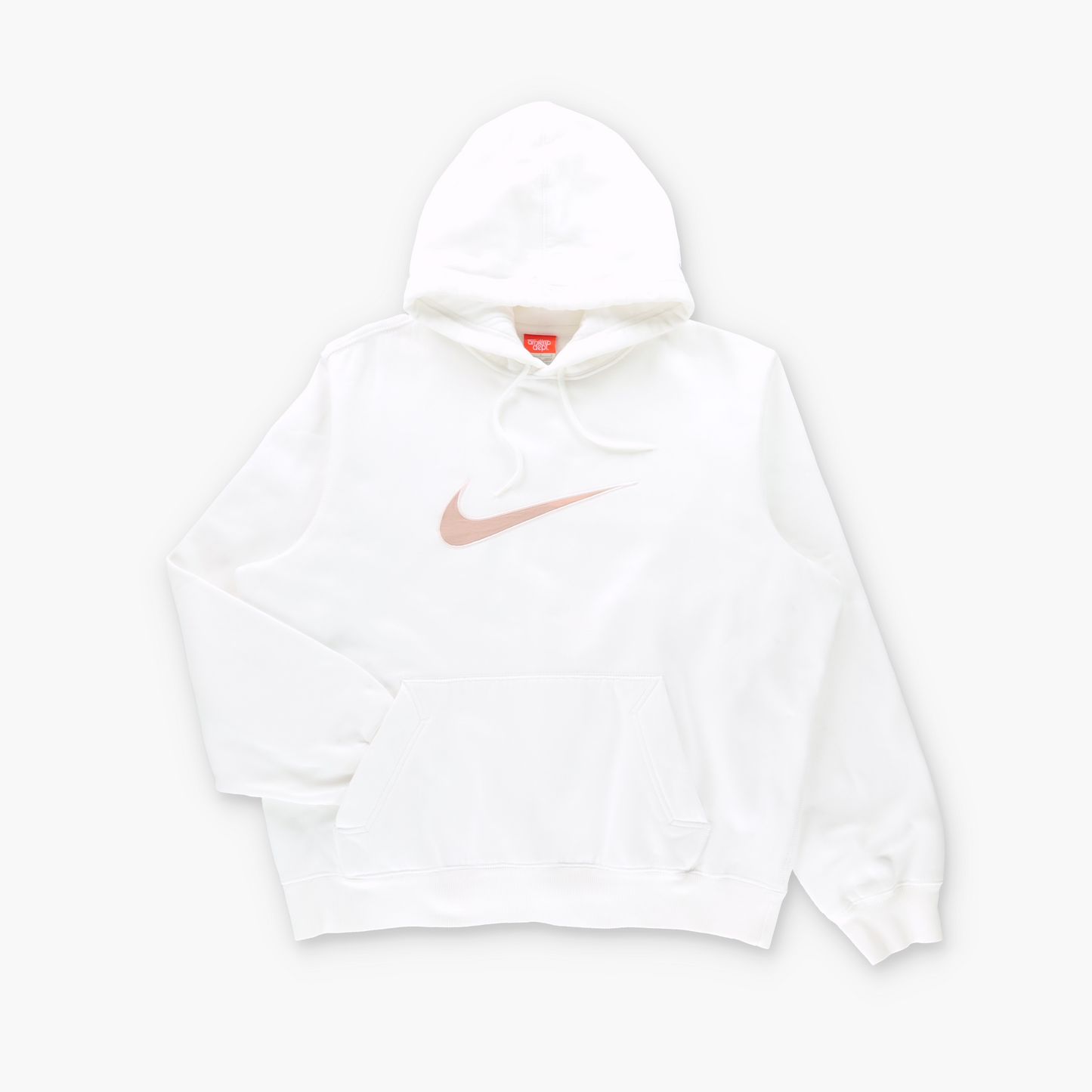 NIKE The Athletic Dept. Light Pink & White Embroidered Logo Hoodie Sweatshirt (Women's L)