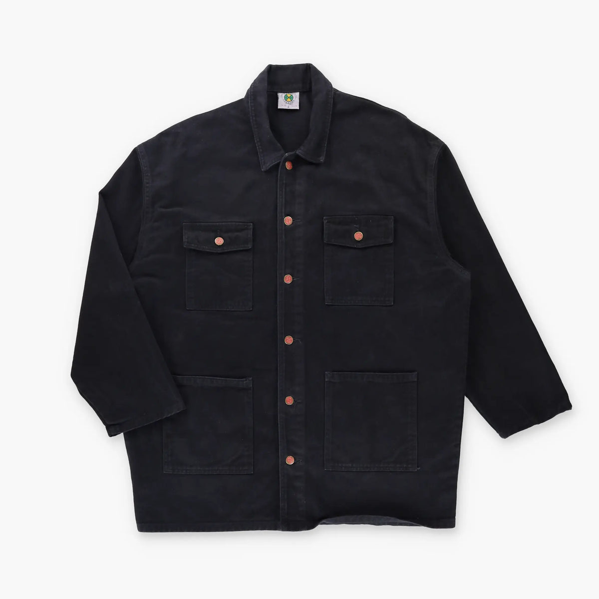 CROSS COLOURS USA Made Four Pocket Button Up Black Denim Jacket (XXL) Vintage Sole Melbourne