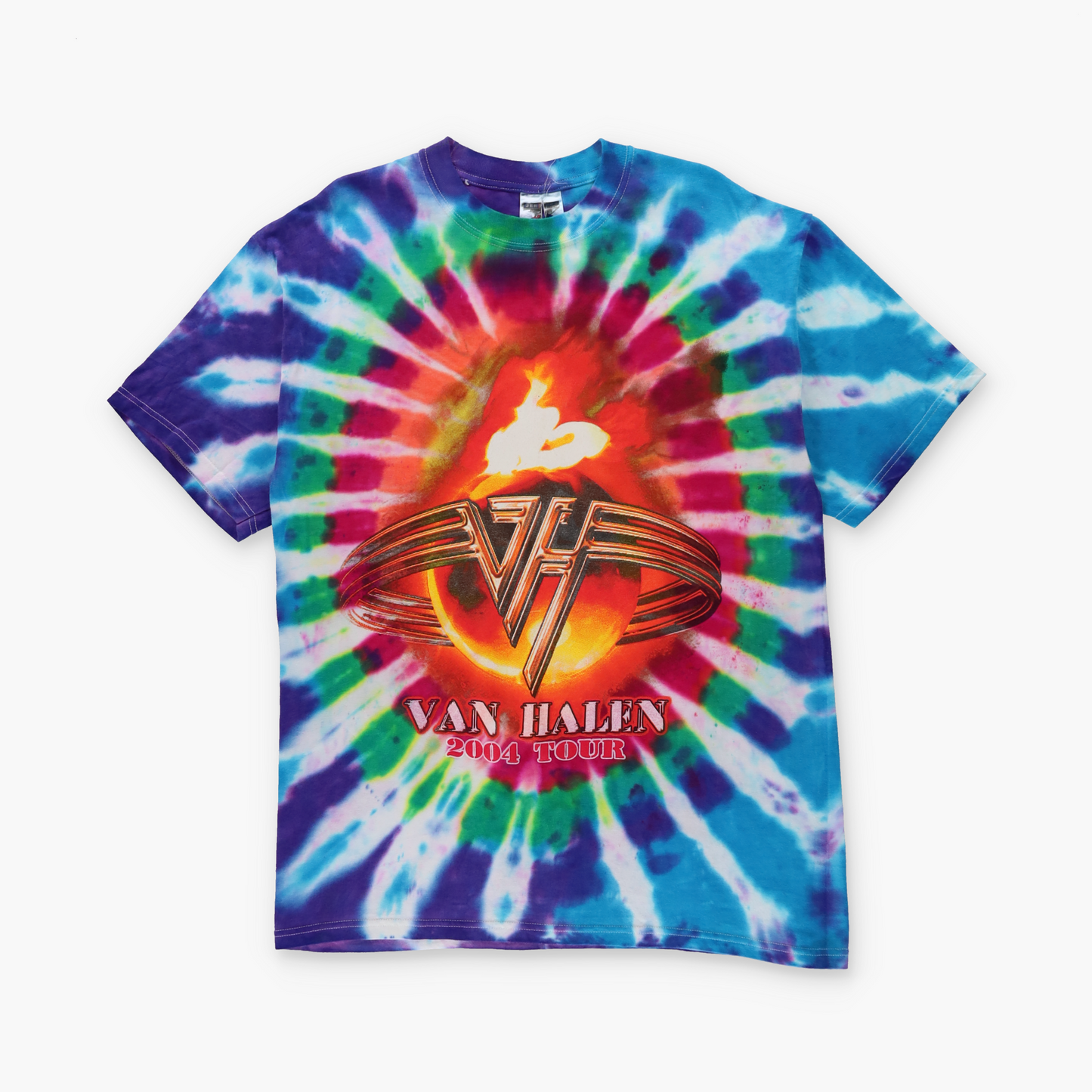 Van Halen Rainbow Tie Dye 2004 Tour JERZEES Double Sided T-Shirt (L-XL)
