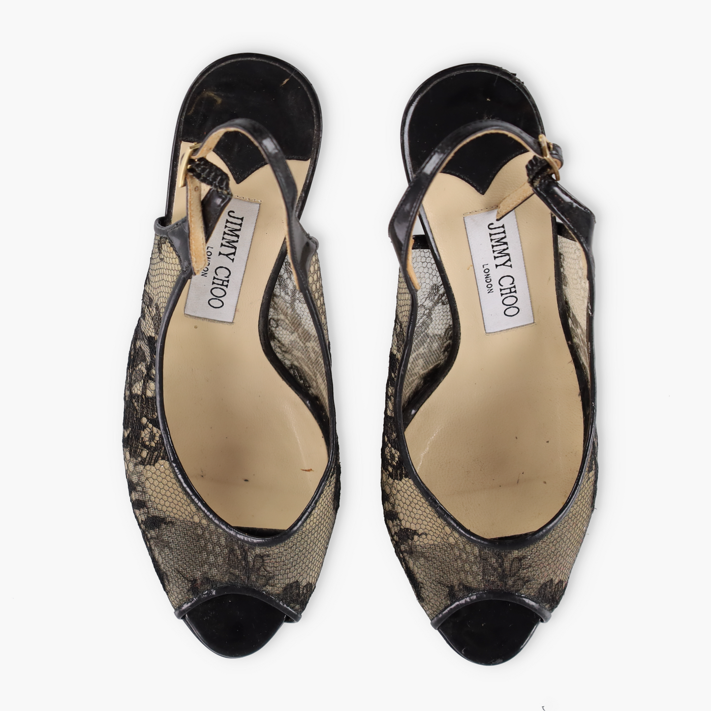 JIMMY CHOO Lace Peep-Toe Italy Made Pump Heels (37)