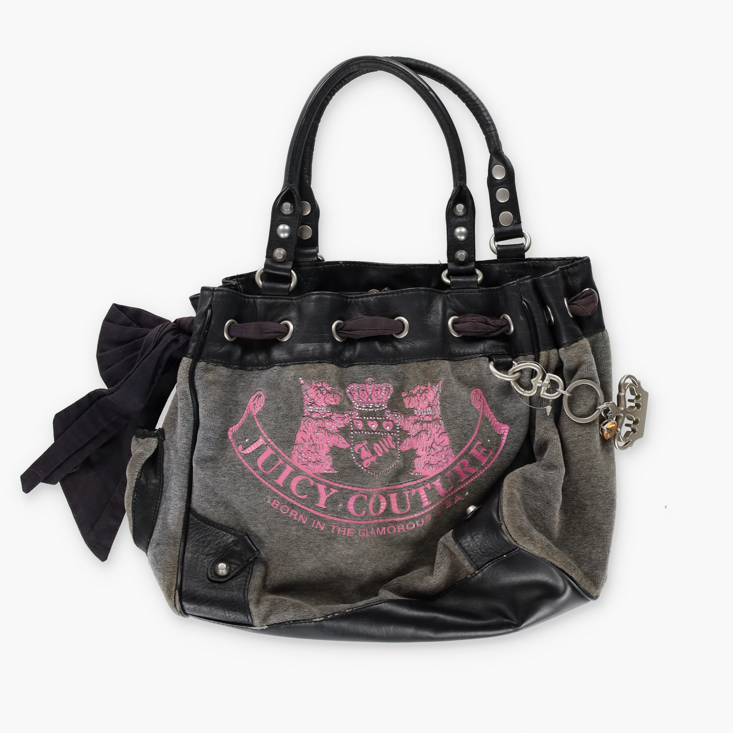 JUICY COUTURE Y2K 'Daydreamer' Pink Scottie Velour Charm Bag