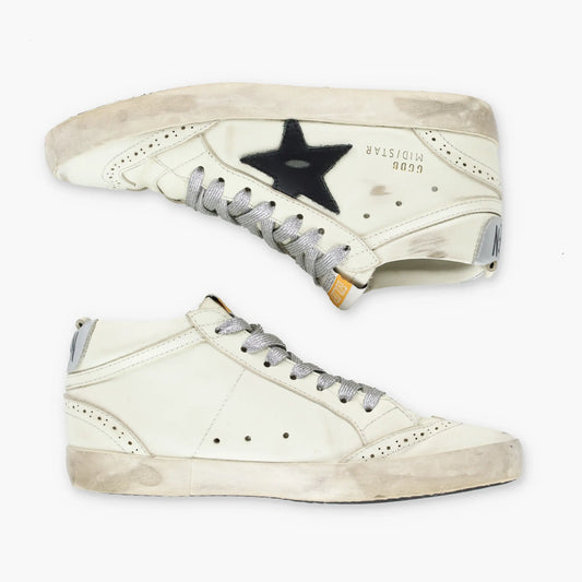 GOLDEN GOOSE Mid Star Glitter Laced Distressed Mid Top Sneakers Italian Made (39) Vintage Sole Melbourne