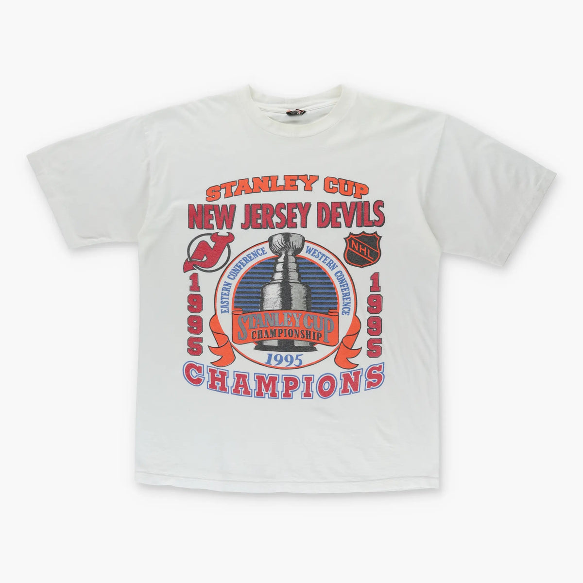 1995 HARLEY DAVIDSON Stanley Cup DEVILS NHL USA Made Ice Hockey Tee (XL) - Vintage Sole Melbourne