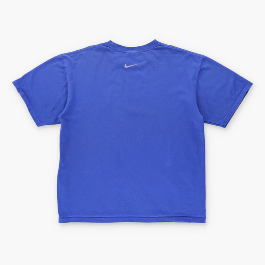 NIKE Y2K Spell Out Silver Underline Logo Blue Tee (L)