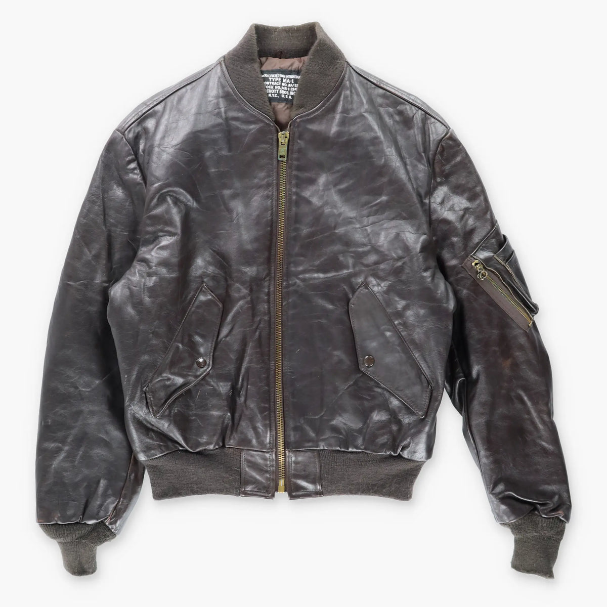 Vintage Schott MA-1 Military USA Made Leather Bomber Jacket (L) Vintage Sole Melbourne
