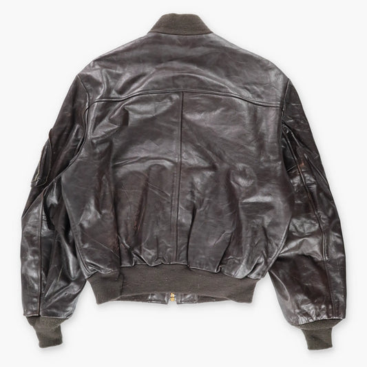 Vintage Schott MA-1 Military USA Made Leather Bomber Jacket (L-XL)