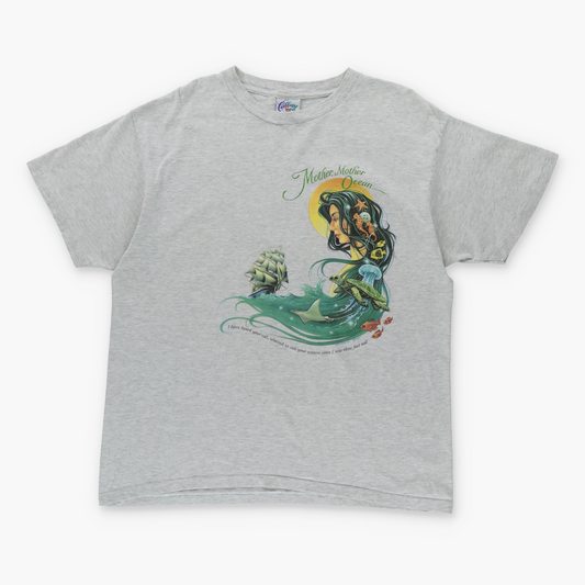 1993 Vintage 'Mother Ocean' Mermaid Pirate Single Stitch Grey T-Shirt (XL) Vintage Sole Melbourne