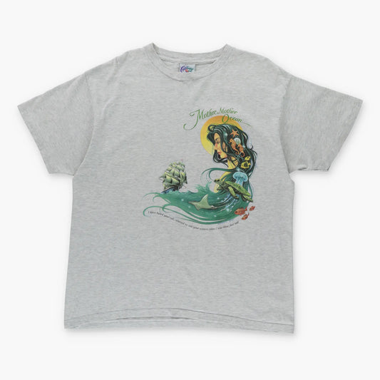 1993 Vintage 'Mother Ocean' Mermaid Pirate Single Stitch Grey T-Shirt (XL) Vintage Sole Melbourne