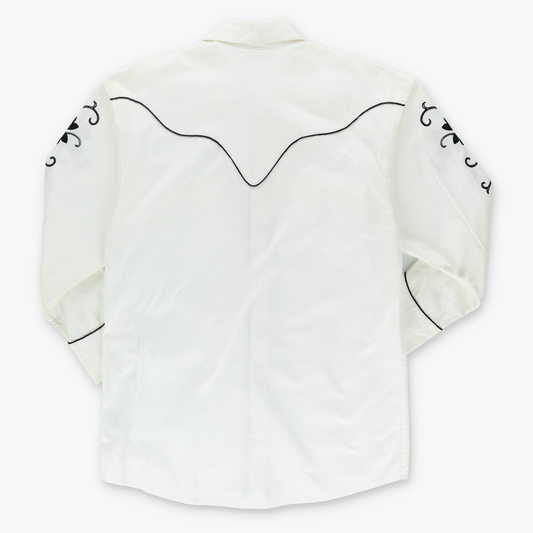 Vintage PANHANDLE Embroidered Floral White & Black Long Sleeve Western Shirt (S) Vintage Sole Melbourne