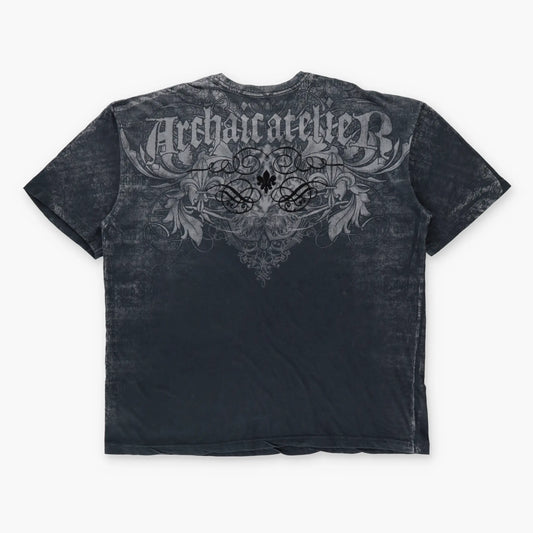 Vintage ARCHAIC AFFLICTION Velour Graphic Y2K Style USA Made T-Shirt (XXL-XXXL)