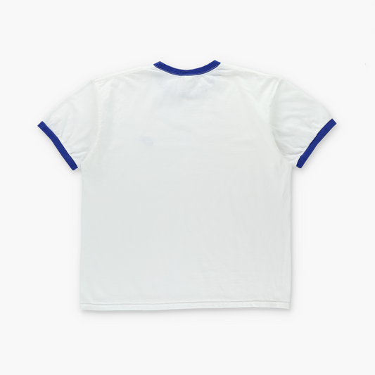 Vintage NIKE Embroidered Logo White & Blue Ringer Tee (L-XL) Vintage Sole Melbourne