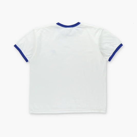 Vintage NIKE Embroidered Logo White & Blue Ringer Tee (L-XL)