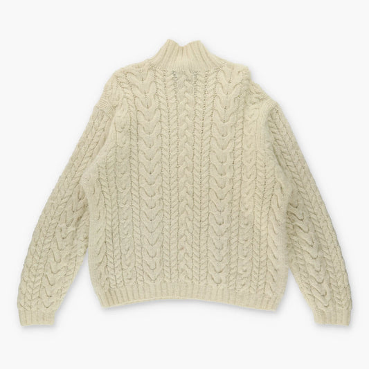 POLO RALPH LAUREN Wool Cable Knit Turtle Neck Knitwear Beige Sweater (XL)