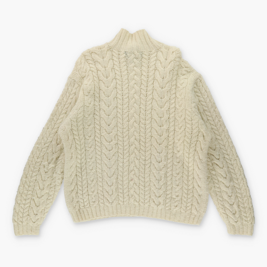 POLO RALPH LAUREN Wool Cable Knit Turtle Neck Knitwear Beige Sweater (XL) Vintage Sole Melbourne