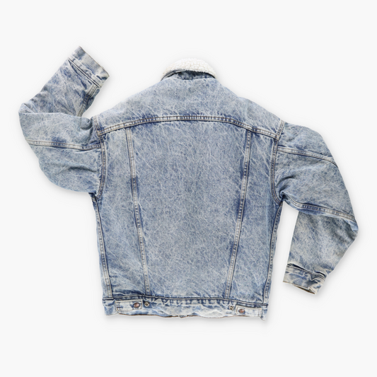 LEVI'S San Francisco Denim Sherpa Lined Acid Wash USA Made Trucker Jacket (S)