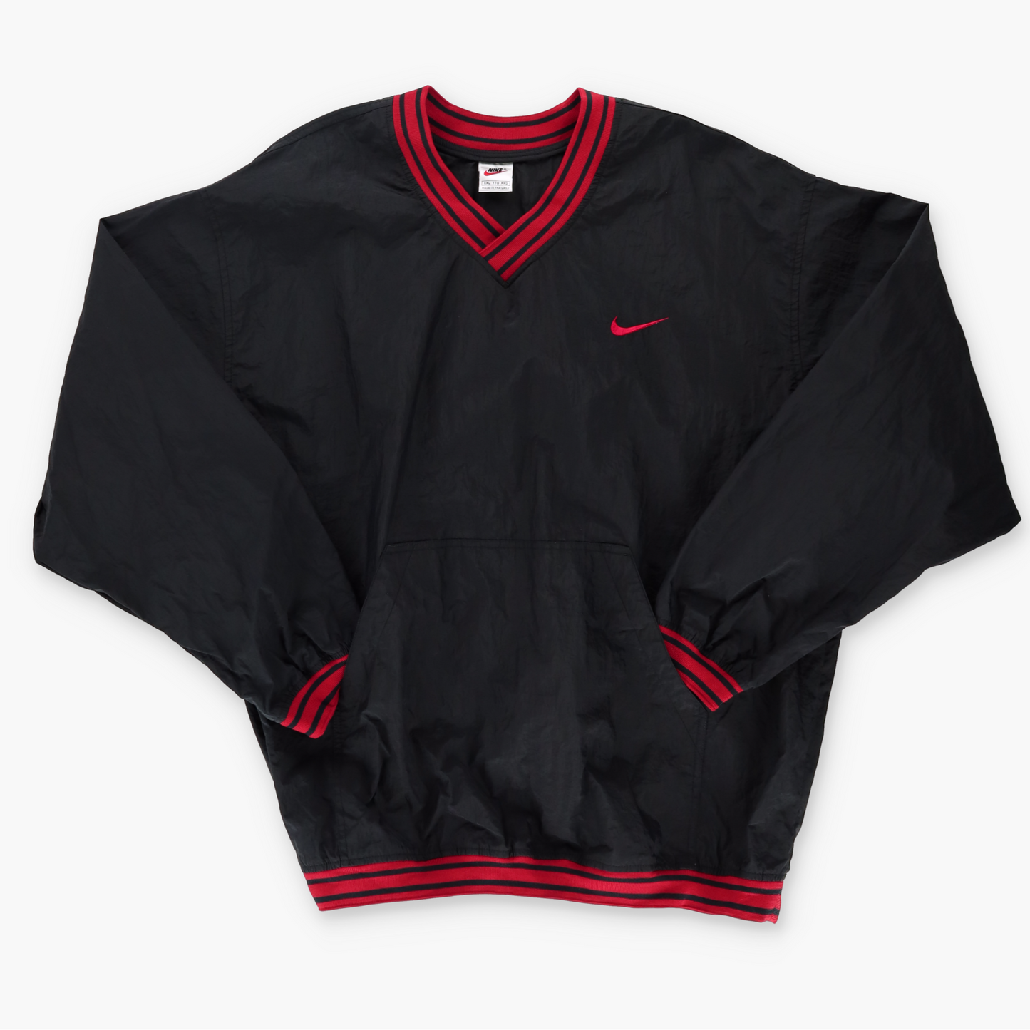 NIKE Embroidered Swoosh Red & Black Windbreaker Sweatshirt (XXL)