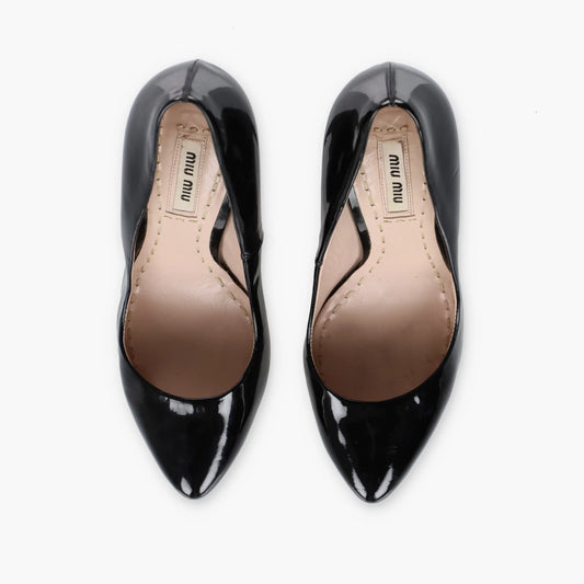 MIU MIU 'ITALY Made' Patent Leather Pointed Toe Black Pumps Heels (35.5) Vintage Sole Melbourne