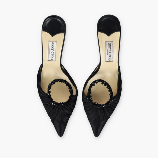 JIMMY CHOO 'Anne' Beaded Black Italy Made Mule Heels (42)