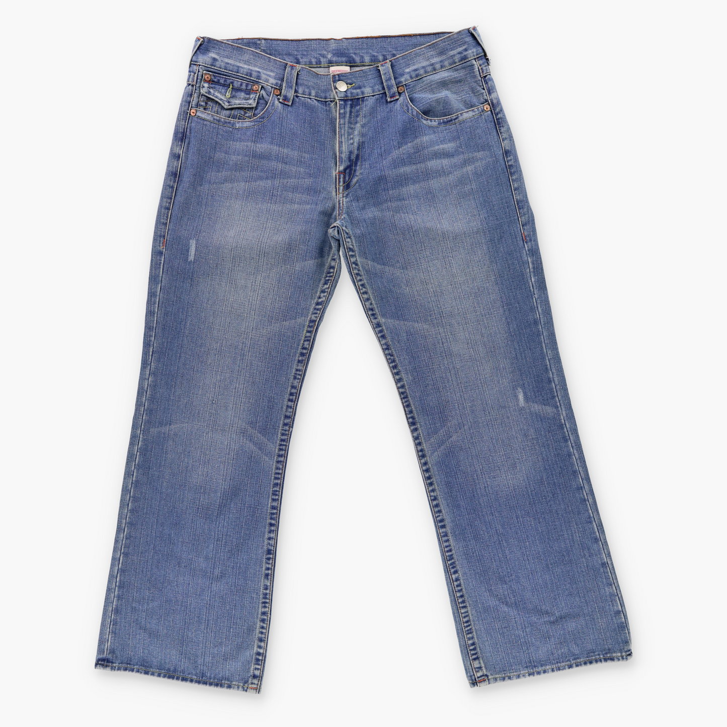 TRUE RELIGION Y2K Embroidered Johnny Buddha Guitar USA Made Jeans (40/33)