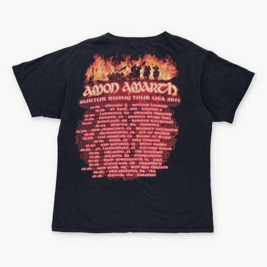 AMON AMARTH 'Surtur Rising' Fire Gladiator USA Tour Death Metal Band T Shirt (L) - Vintage Sole Melbourne