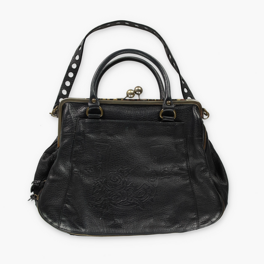 BETSEY JOHNSON 'Lotsa Luck' Black Leather Clasp Bag