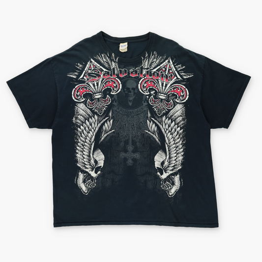 Salvation "In Reconsitua" Skull Punk Black & Red Graphic Tee (XXL)
