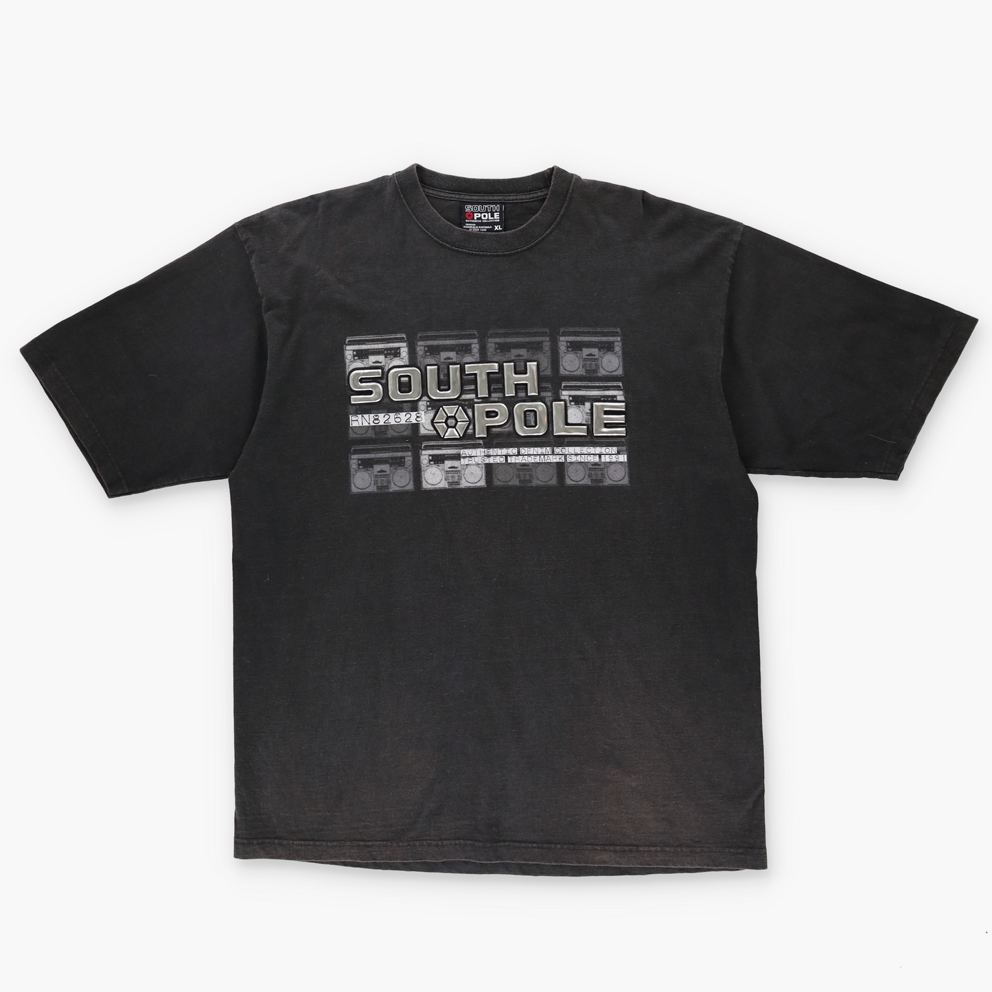 SOUTH POLE Y2K Grunge Silver 3D Print Logo Tee (XL-XXL)