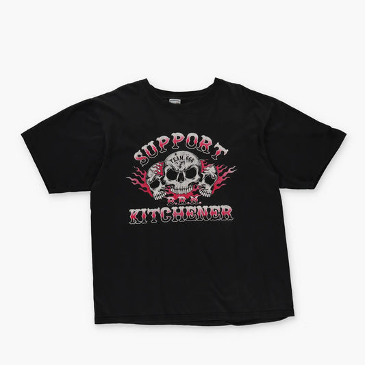 Skull Graphic 'I Support Single Moms' Exotic Dancer Flame Vintage T-Shirt (L) Vintage Sole Melbourne