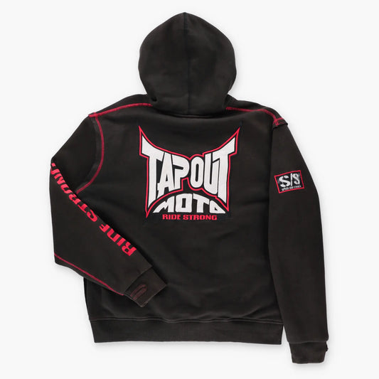 Vintage TAPOUT Moto Embroidered "Ride Strong" Black & Red Hoodie Sweatshirt (L) ***COCO Vintage Sole Melbourne