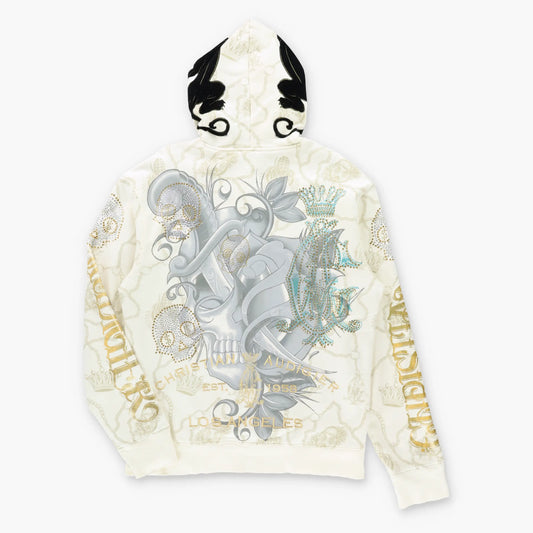 Vintage CHRISTIAN AUDIGIER Winged Hourglass & Skulls Embellished Y2K Hoodie Sweatshirt (L) ***COCO Vintage Sole Melbourne