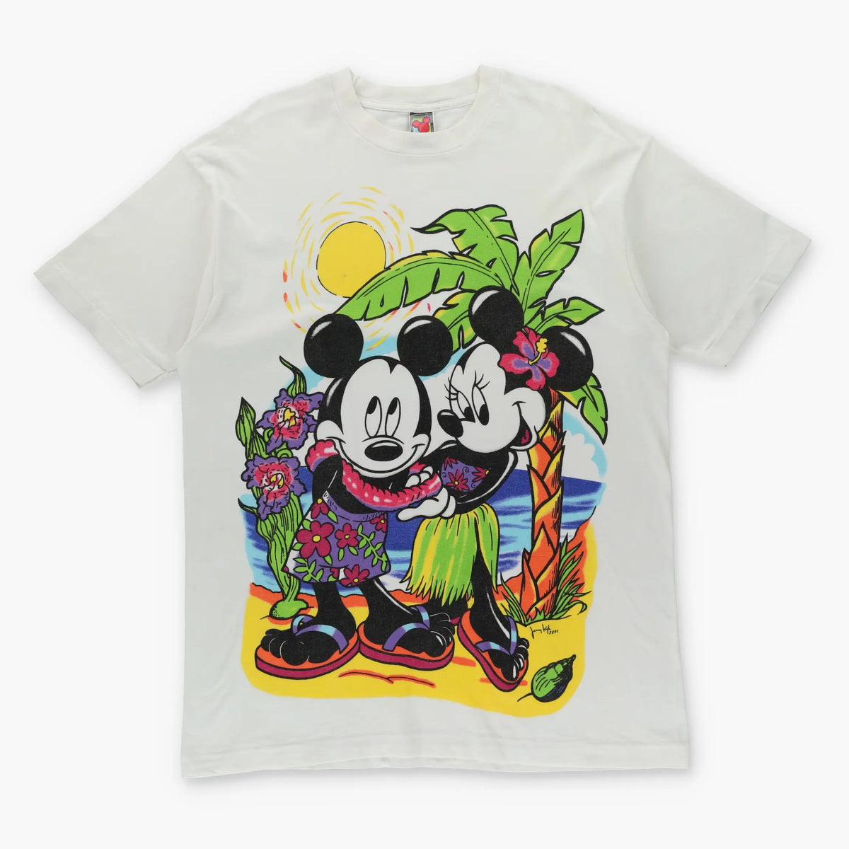 Mickey & Minnie Mouse Hawaii Style Jerry Leigh Graphic Single Stitch T-Shirt USA Made (XL-XXL) - Vintage Sole Melbourne