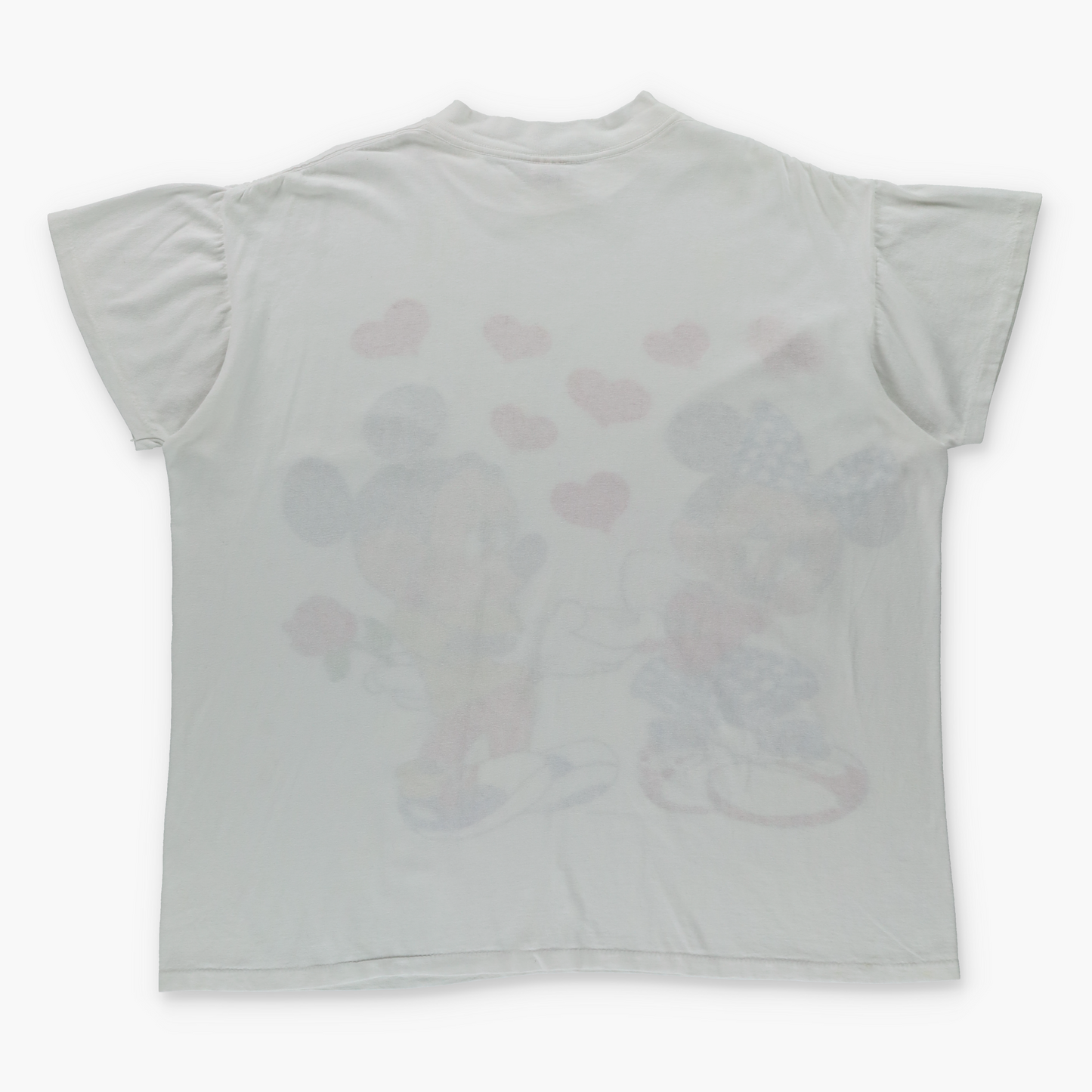 Mickey & Minnie Mouse In Love Graphic Ruched Sleeve Single Stitch T-Shirt USA Made (XL-XXL)