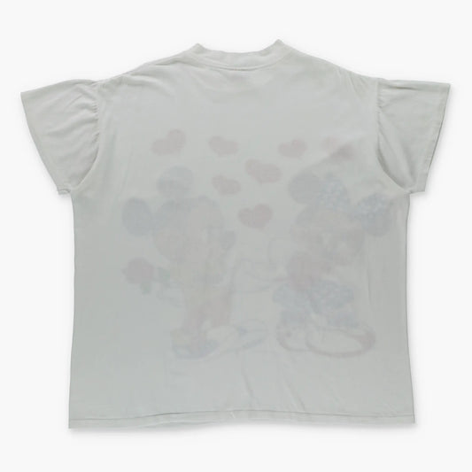 Mickey & Minnie Mouse In Love Graphic Ruched Sleeve Single Stitch T-Shirt USA Made (XL-XXL) - Vintage Sole Melbourne