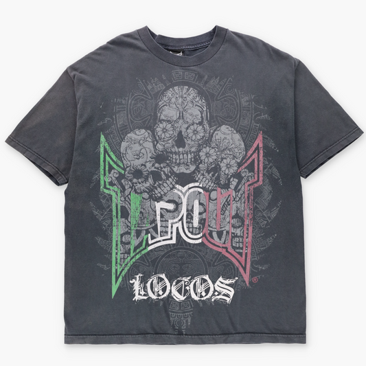 TAPOUT 'Locos' Y2K Grunge Mexican Calavera Graphic T-Shirt (XL)