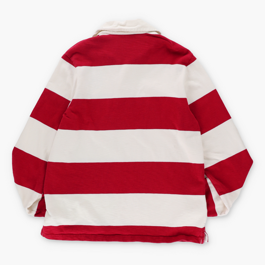 POLO RALPH LAUREN Embroidered 'R' Logo Red & White Stripe Rugby Sweatshirt (S)