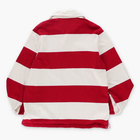 POLO RALPH LAUREN Embroidered 'R' Logo Red & White Stripe Rugby Sweatshirt (M-L) - Vintage Sole Melbourne