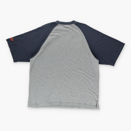 HARLEY DAVIDSON Y2K Embroidered Logo Grey Ringer Motorcycle T-Shirt (XL)